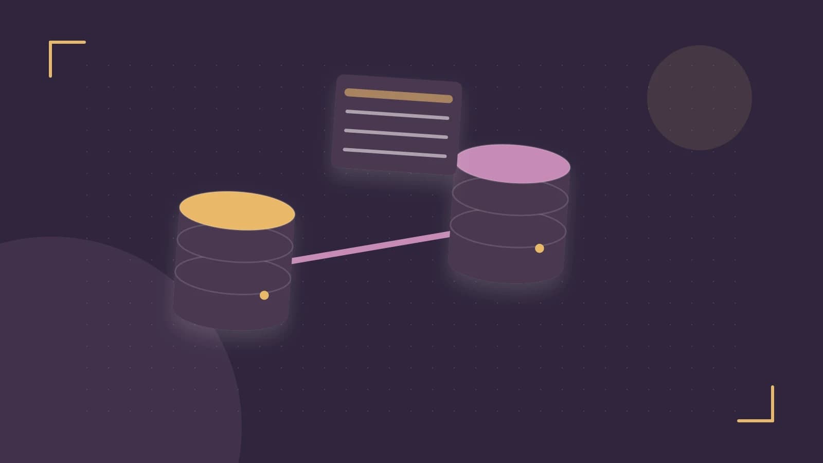 Editorial illustration of structured records, database cylinders and relationships between tables