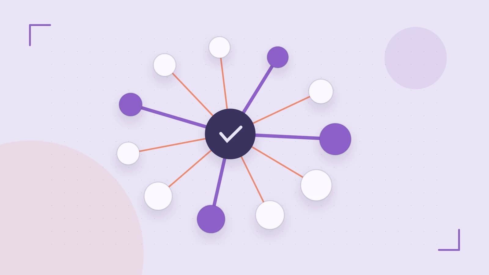 Editorial illustration of an algorithmic node graph with branching paths and a highlighted result