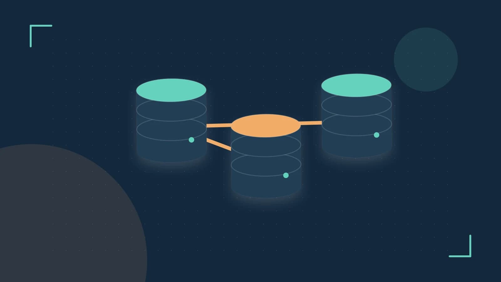 Editorial illustration of structured records, database cylinders and relationships between tables