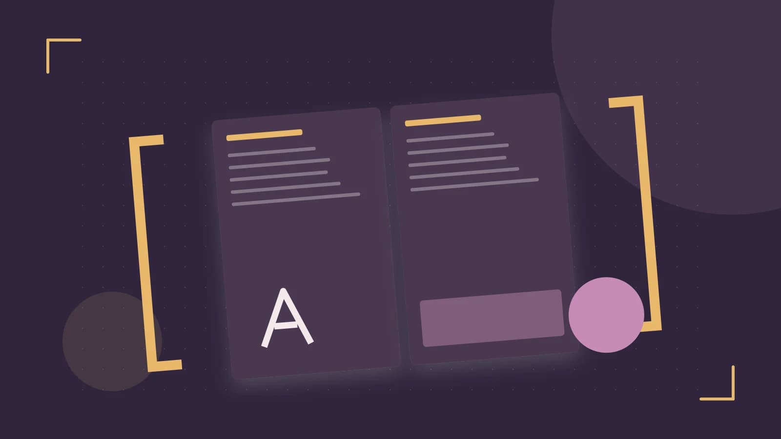 Editorial illustration of typeset pages, expressive letterform shapes and a precise editorial page grid