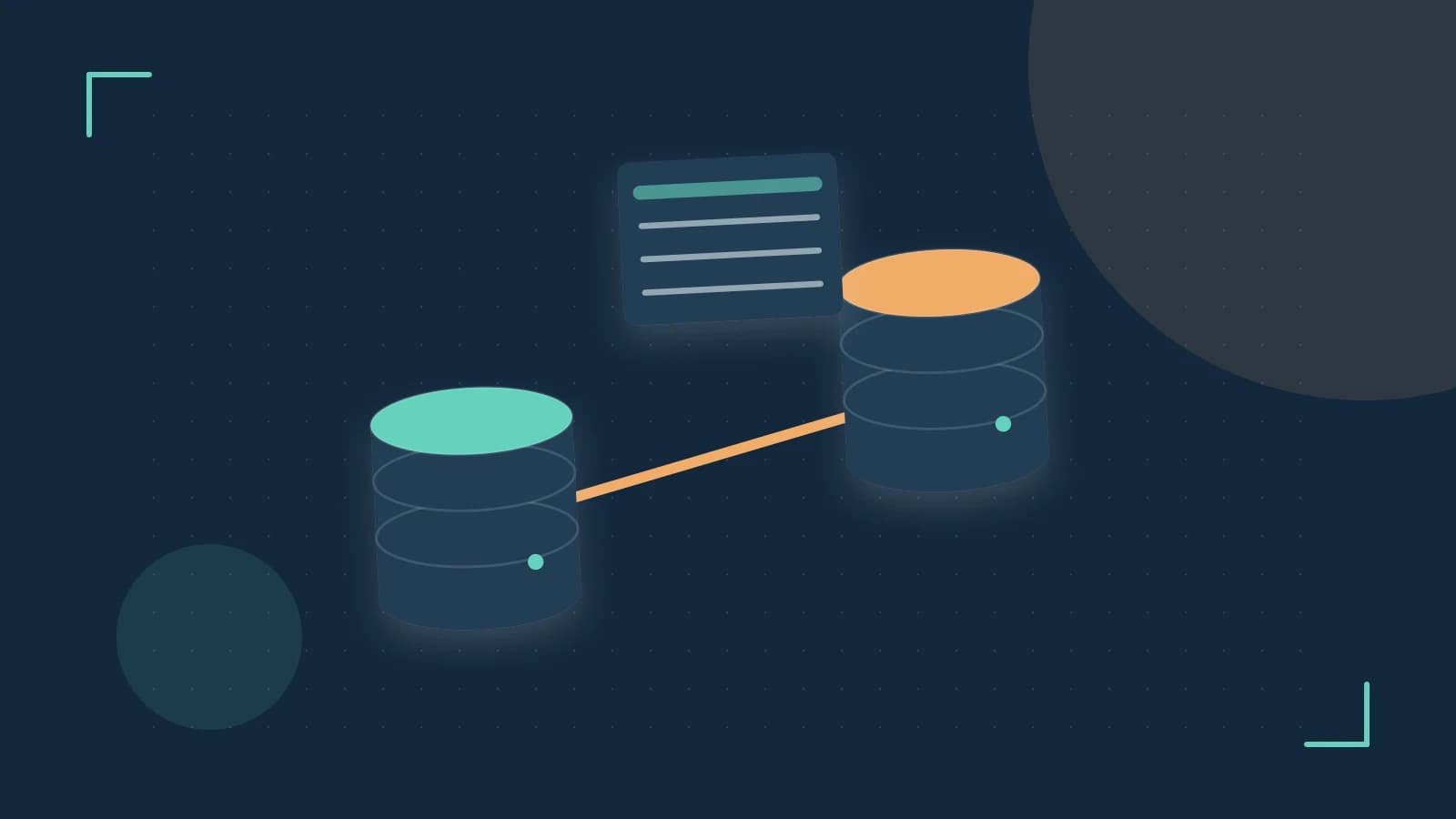 Editorial illustration of structured records, database cylinders and relationships between tables