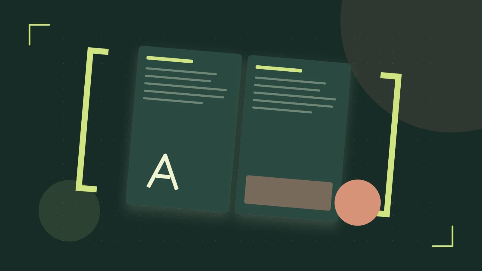 Editorial illustration of typeset pages, expressive letterform shapes and a precise editorial page grid