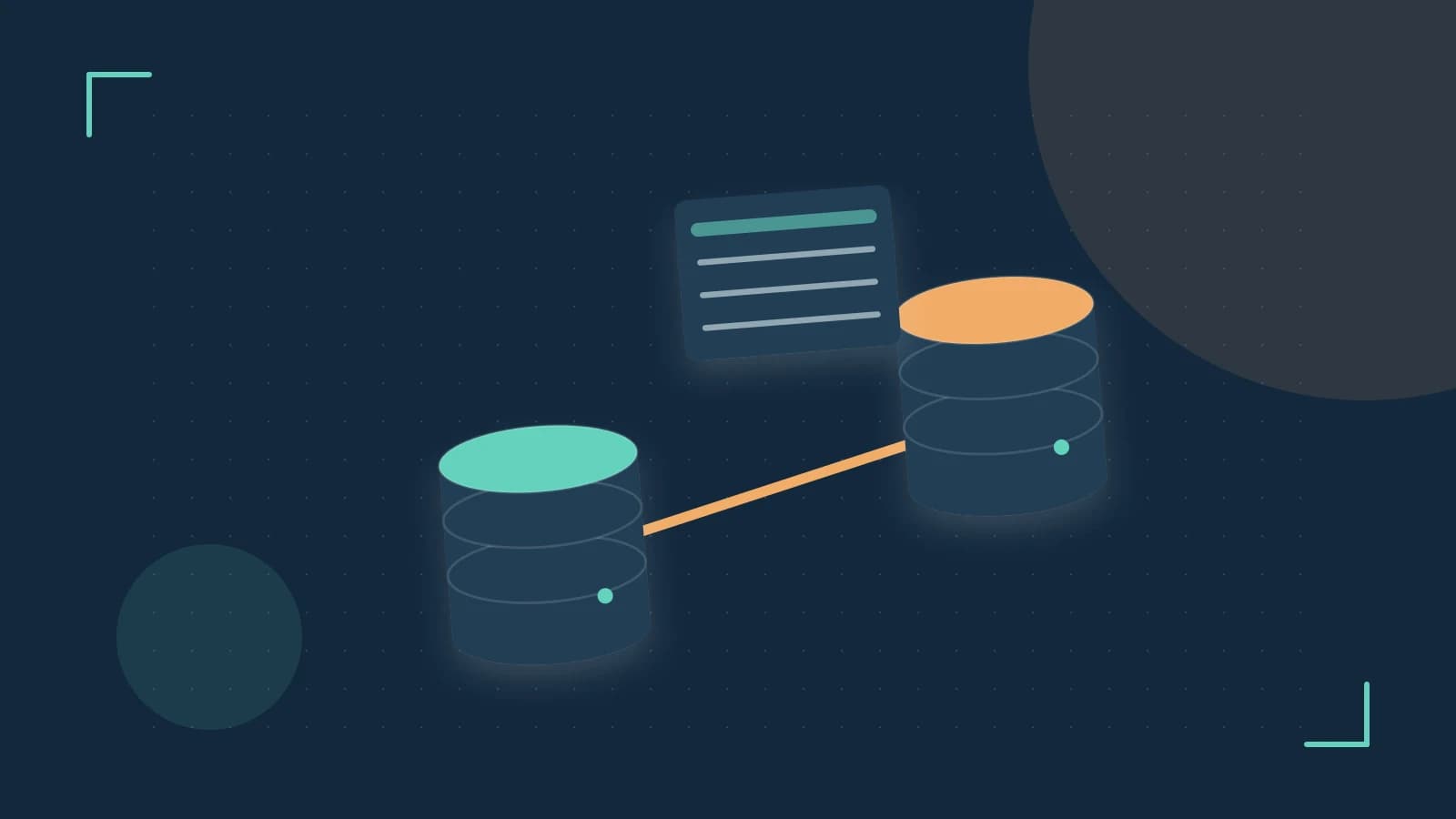 Editorial illustration of structured records, database cylinders and relationships between tables