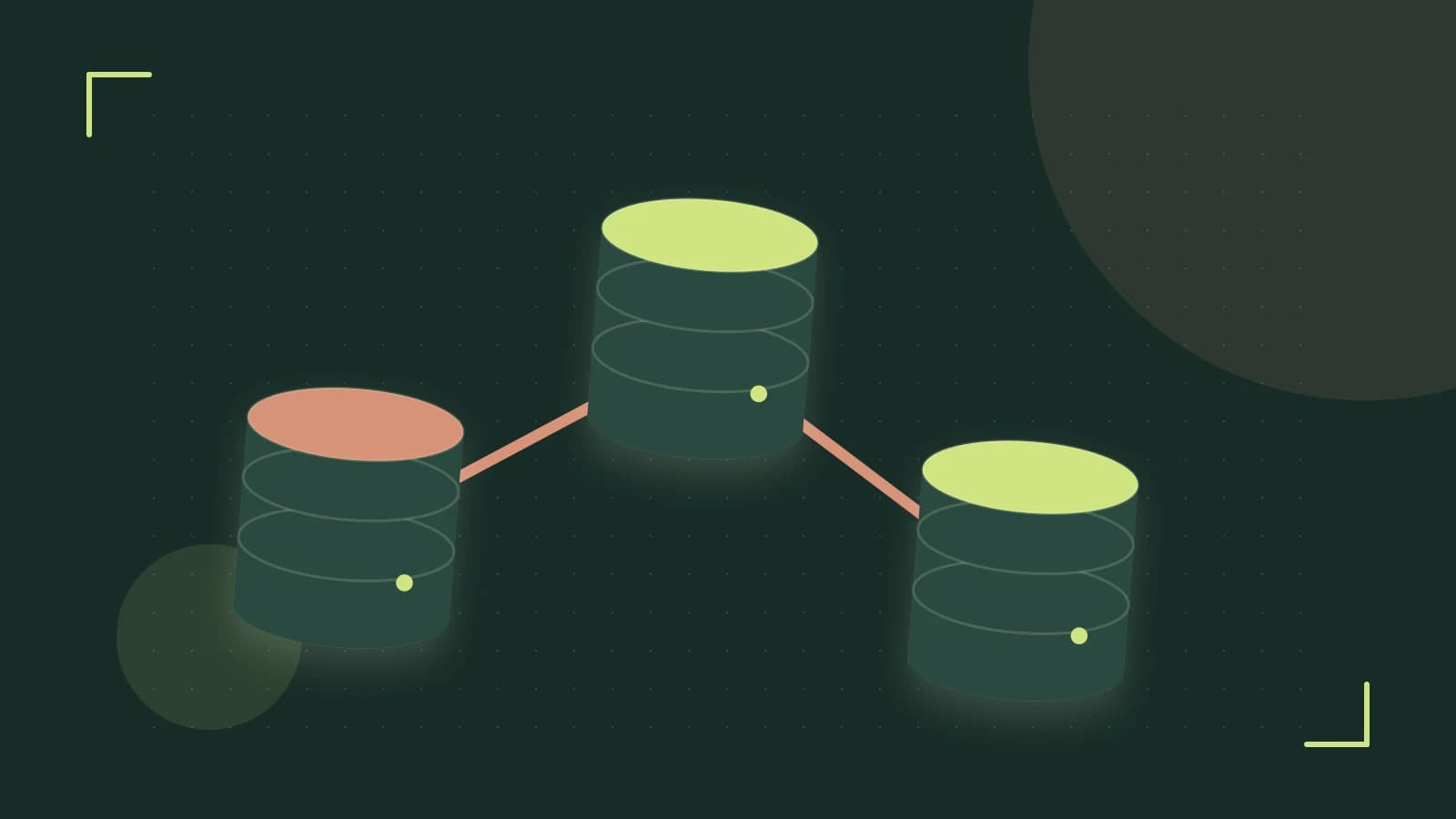 Editorial illustration of structured records, database cylinders and relationships between tables