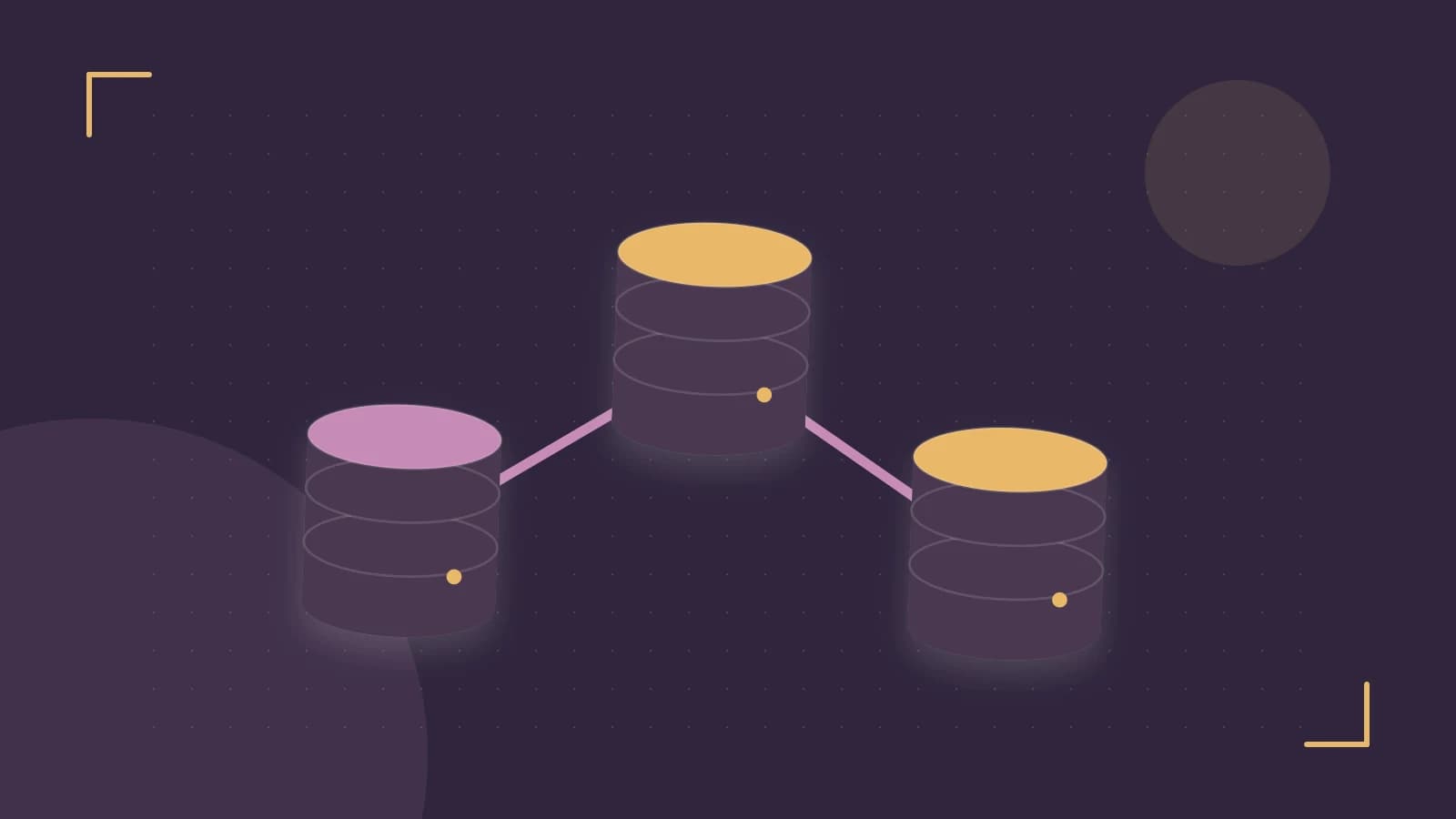 Editorial illustration of structured records, database cylinders and relationships between tables