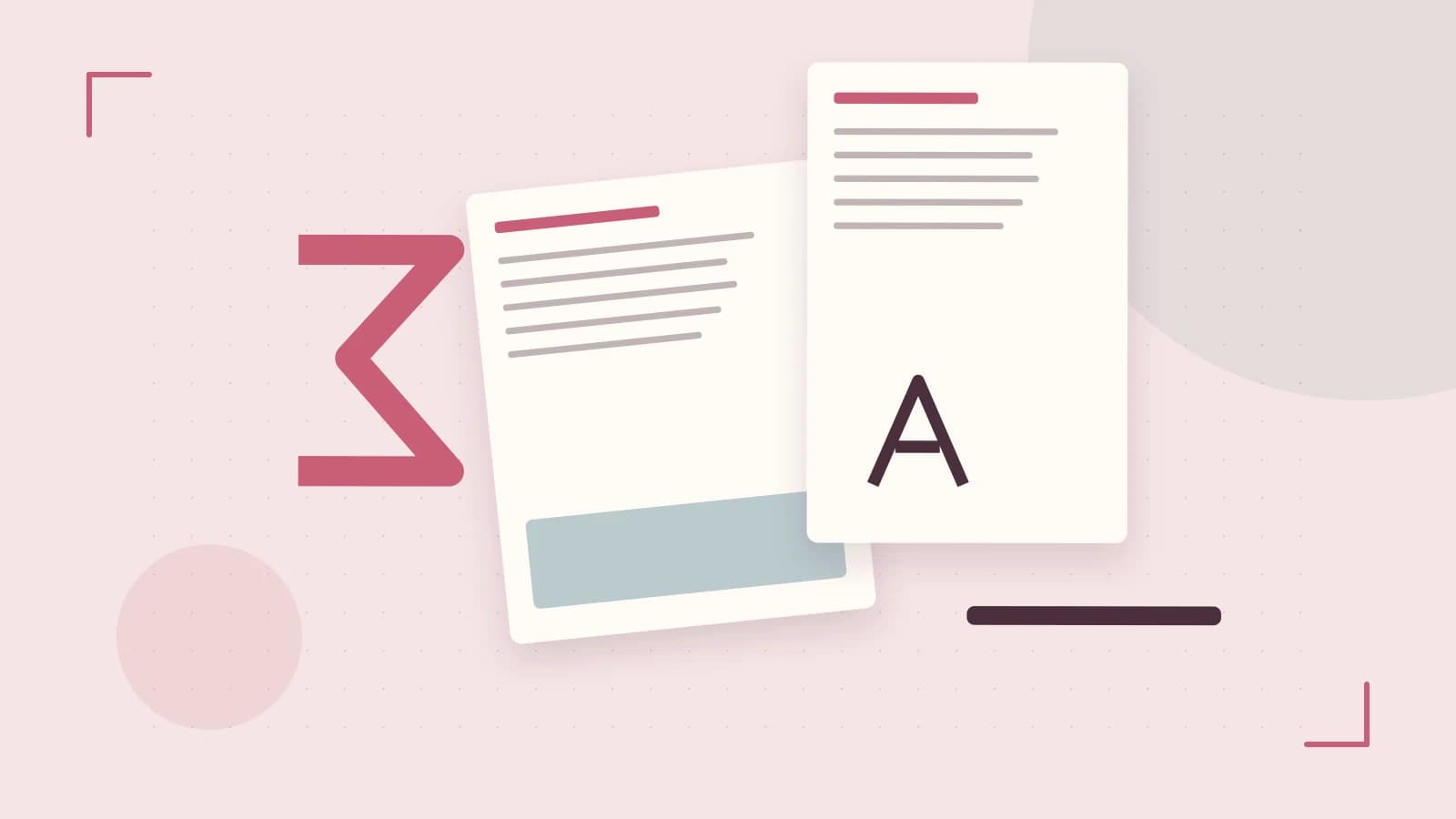Editorial illustration of typeset pages, expressive letterform shapes and a precise editorial page grid