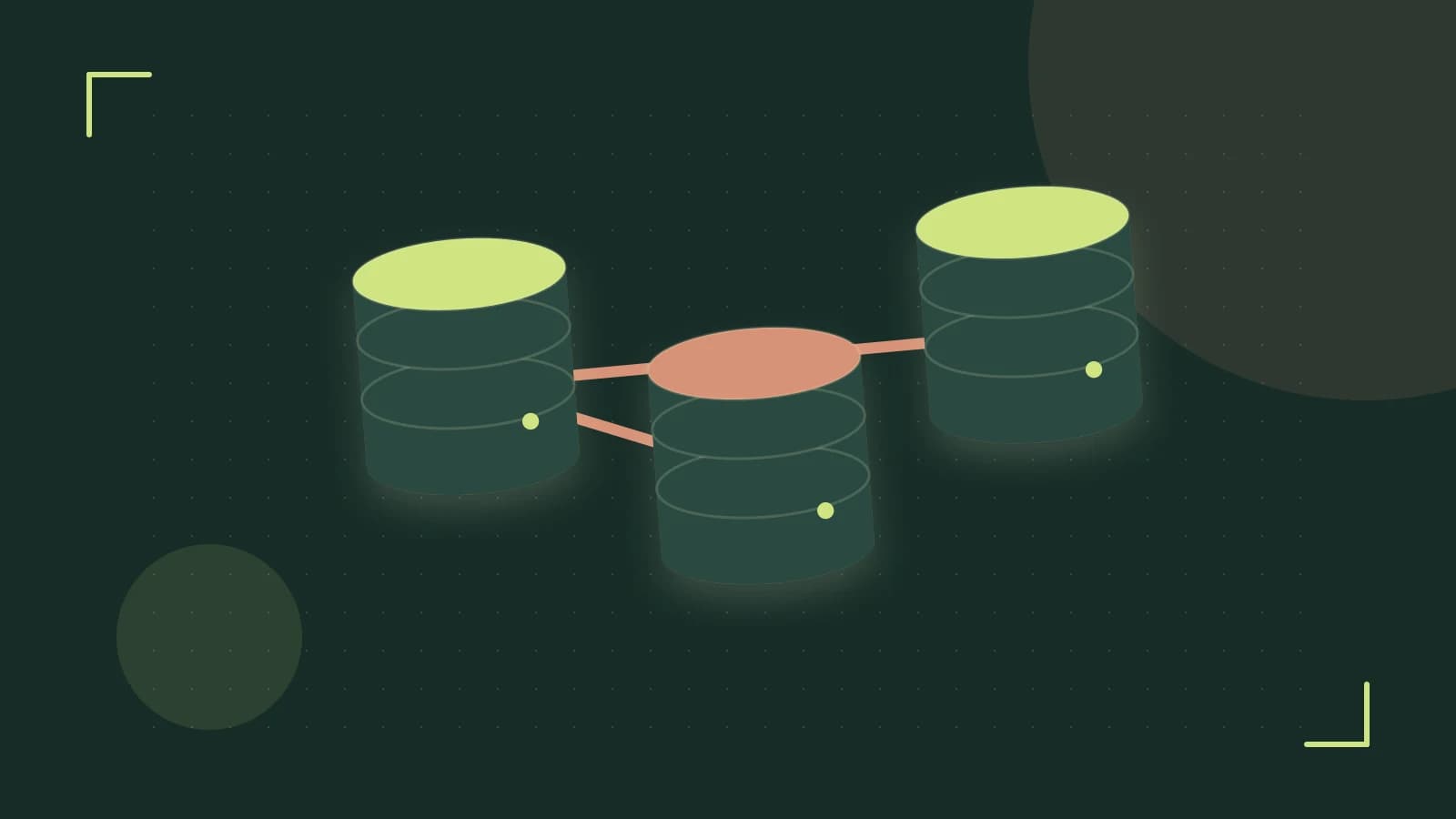 Editorial illustration of structured records, database cylinders and relationships between tables