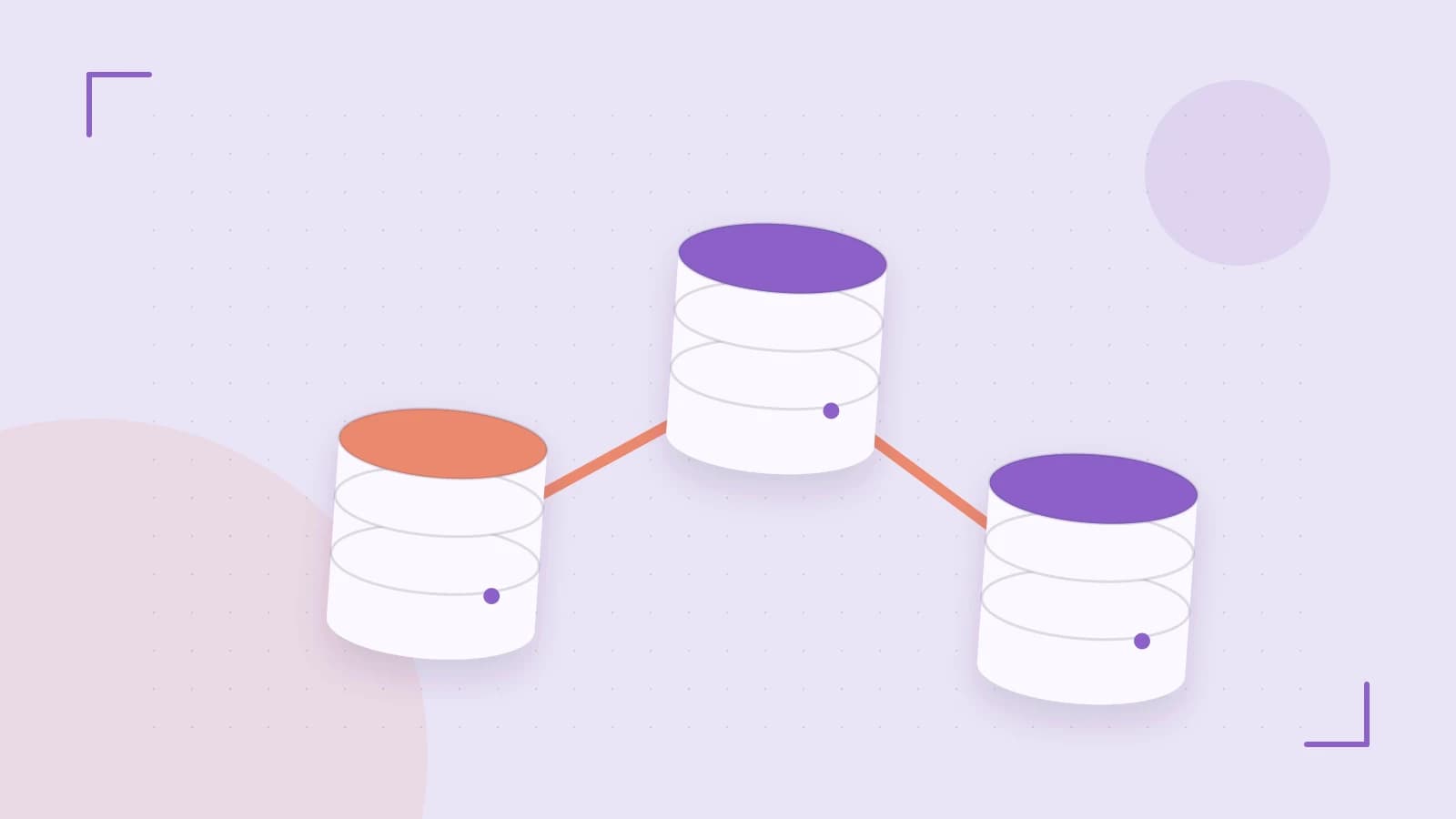 Editorial illustration of structured records, database cylinders and relationships between tables