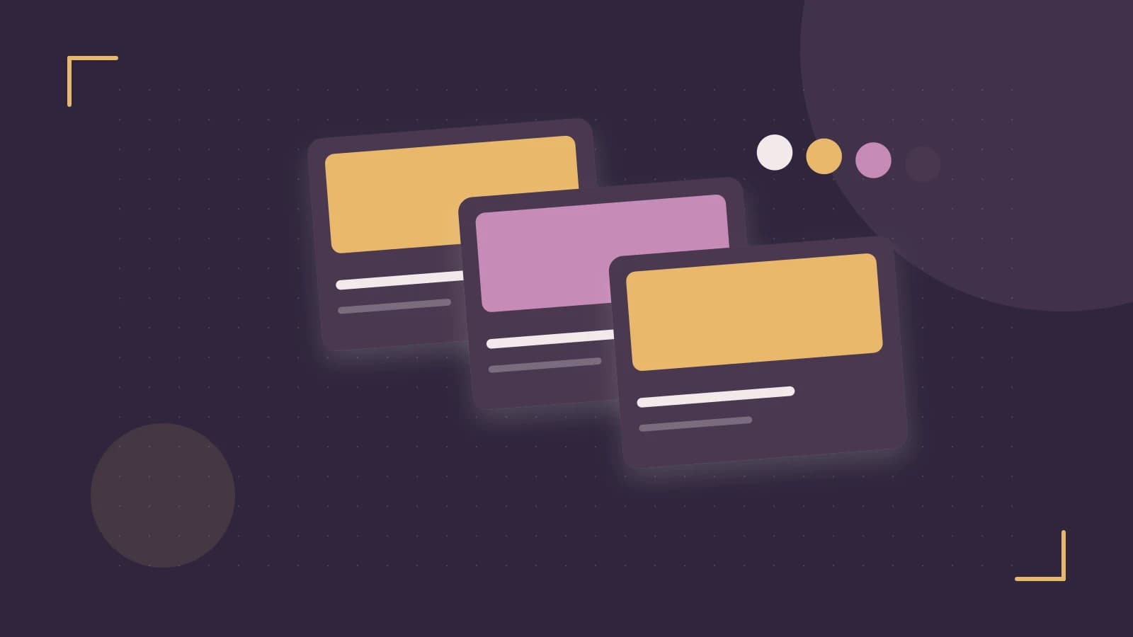 Editorial illustration of responsive browser layouts, overlapping design components and a color system