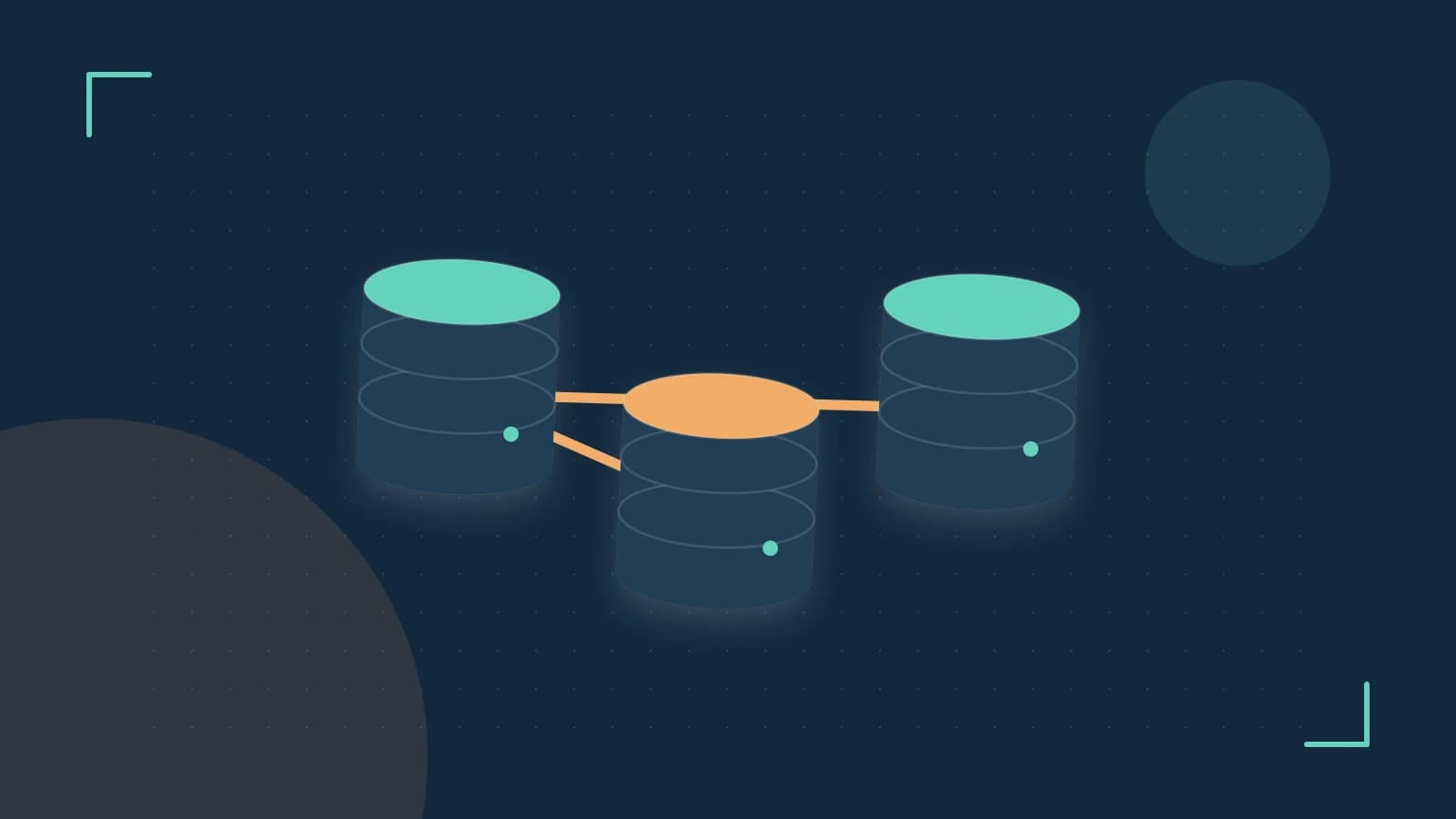 Editorial illustration of structured records, database cylinders and relationships between tables