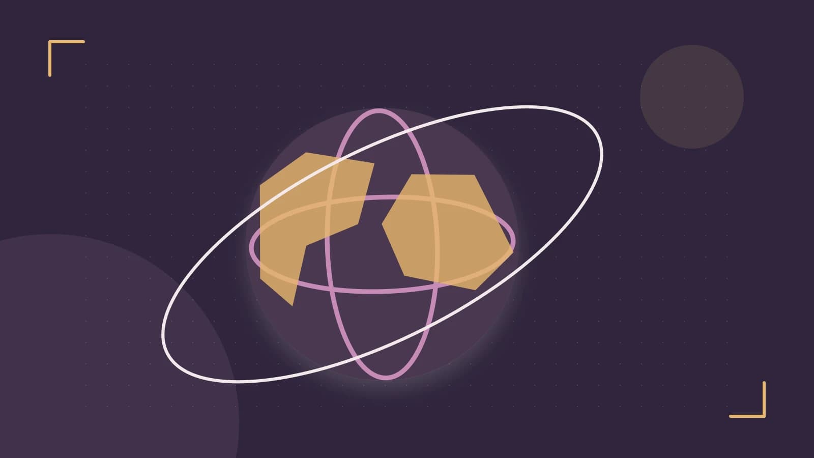 Editorial illustration of an editorial globe with meridians and layered geographic shapes