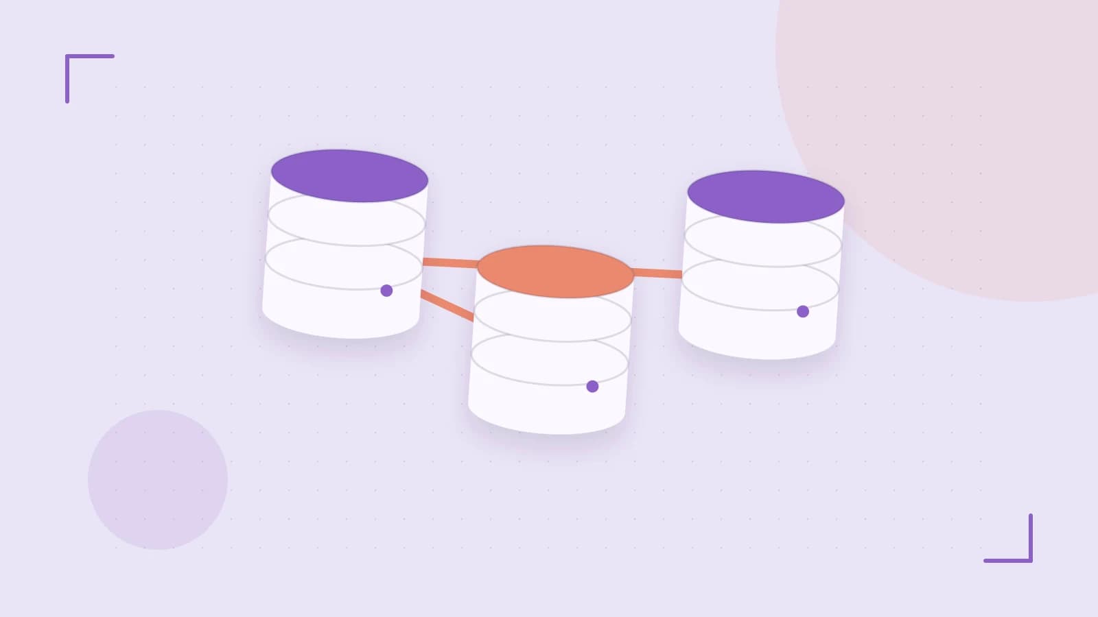Editorial illustration of structured records, database cylinders and relationships between tables