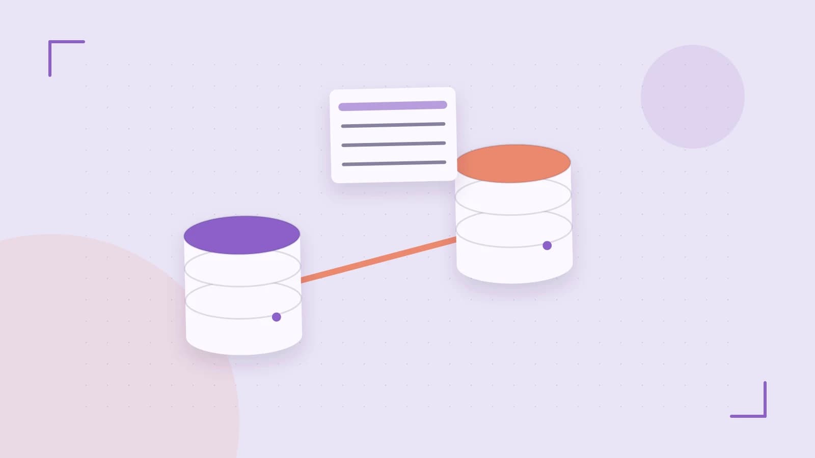 Editorial illustration of structured records, database cylinders and relationships between tables