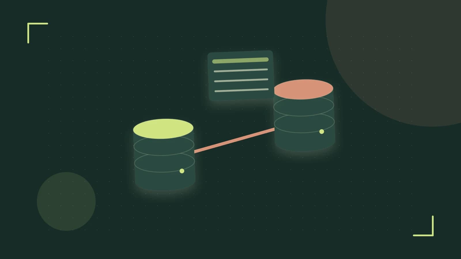 Editorial illustration of structured records, database cylinders and relationships between tables