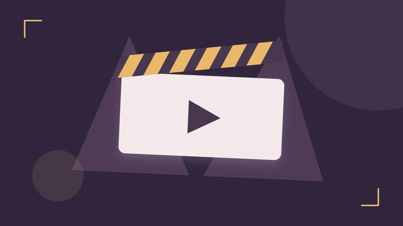 Editorial illustration of a film clapperboard, a spotlight and layered cultural artwork