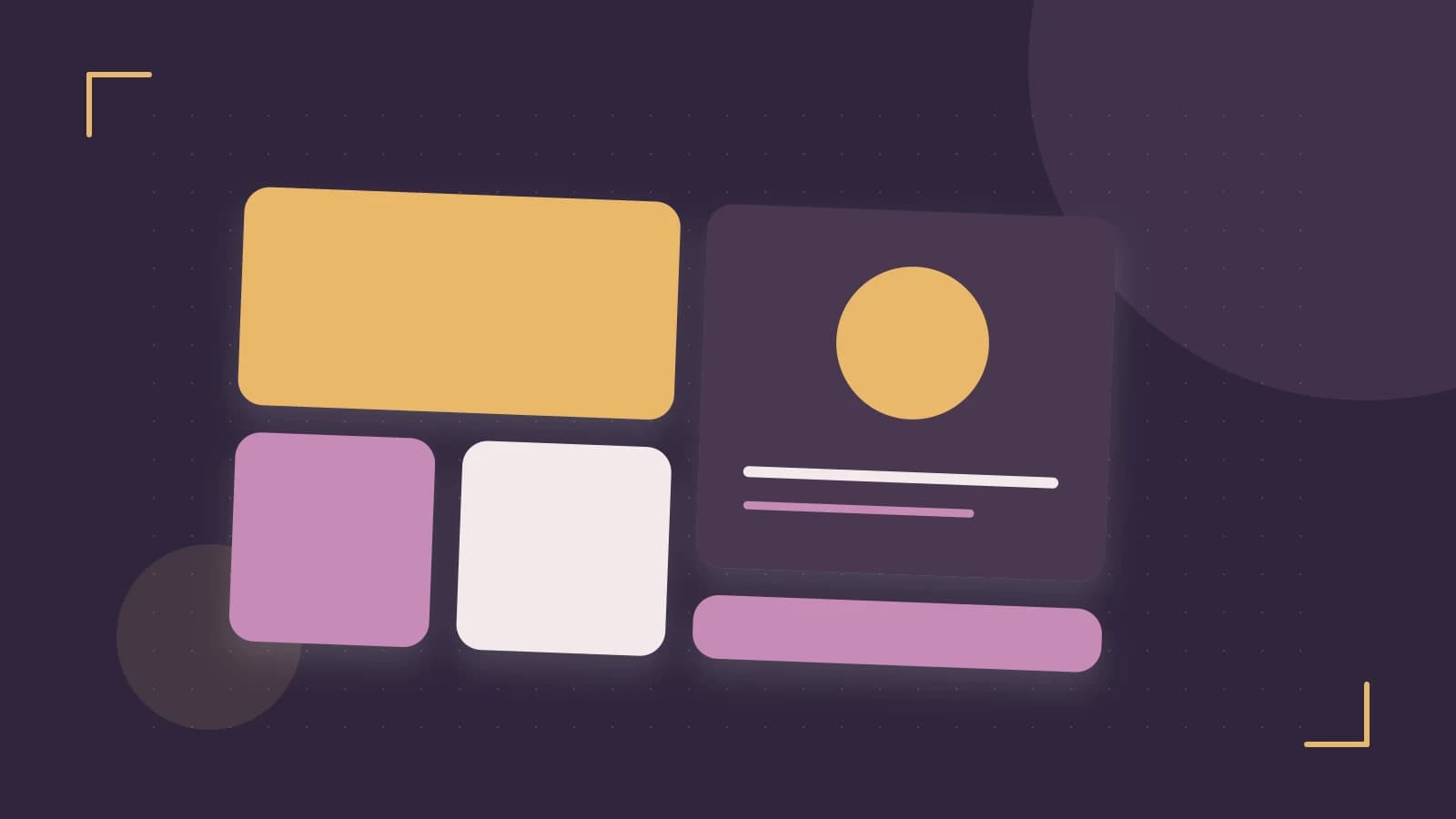 Editorial illustration of responsive browser layouts, overlapping design components and a color system