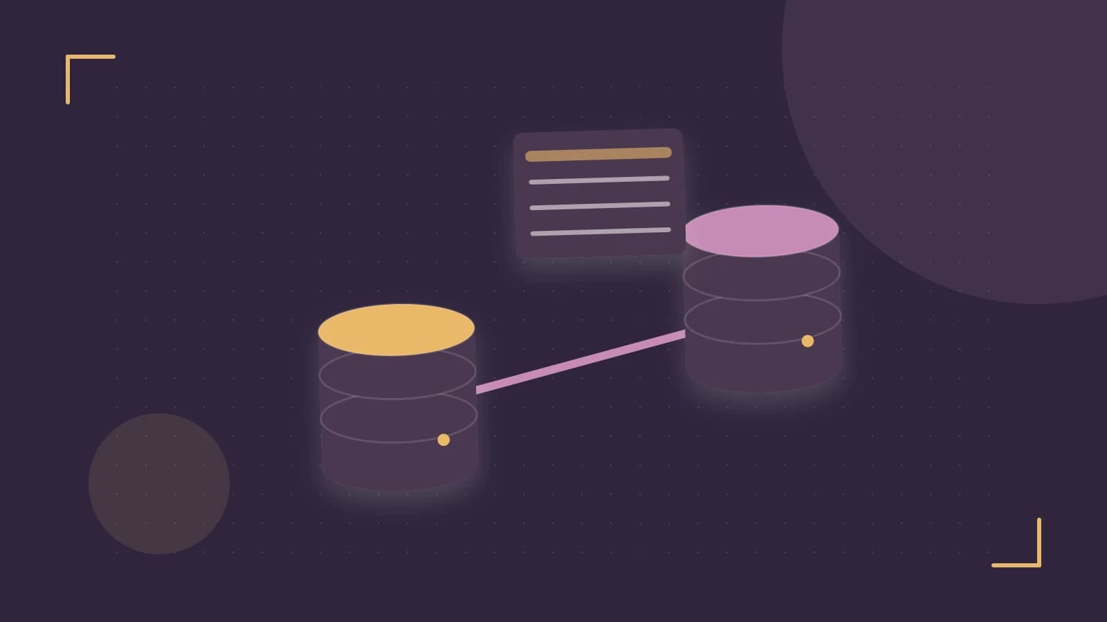 Editorial illustration of structured records, database cylinders and relationships between tables