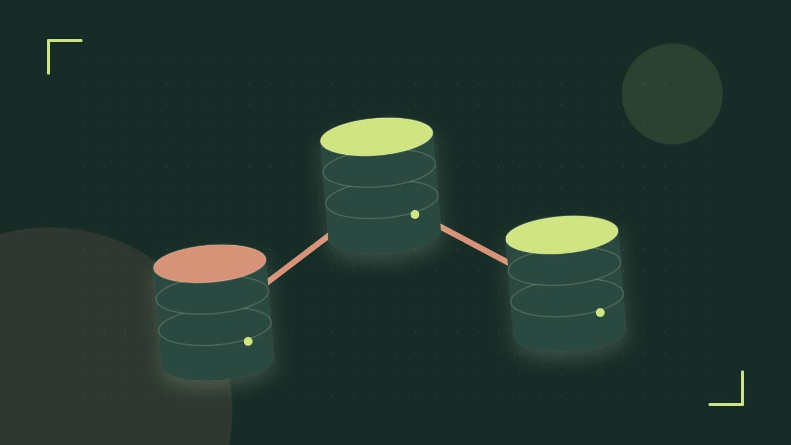 Editorial illustration of structured records, database cylinders and relationships between tables