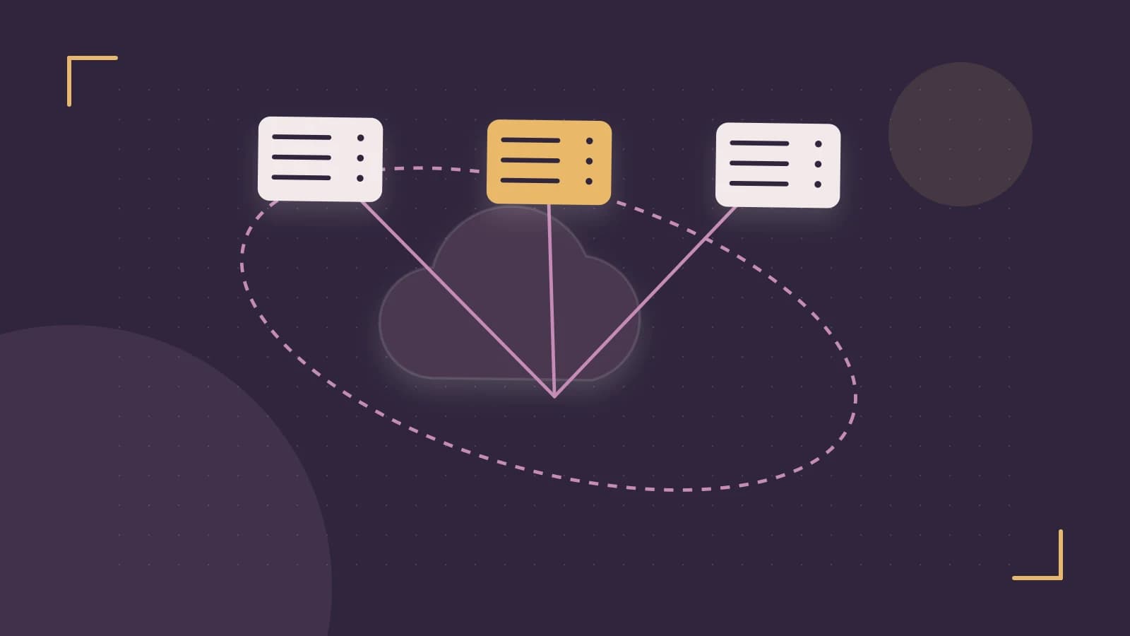 Editorial illustration of cloud infrastructure, connected server racks and an orbital service map