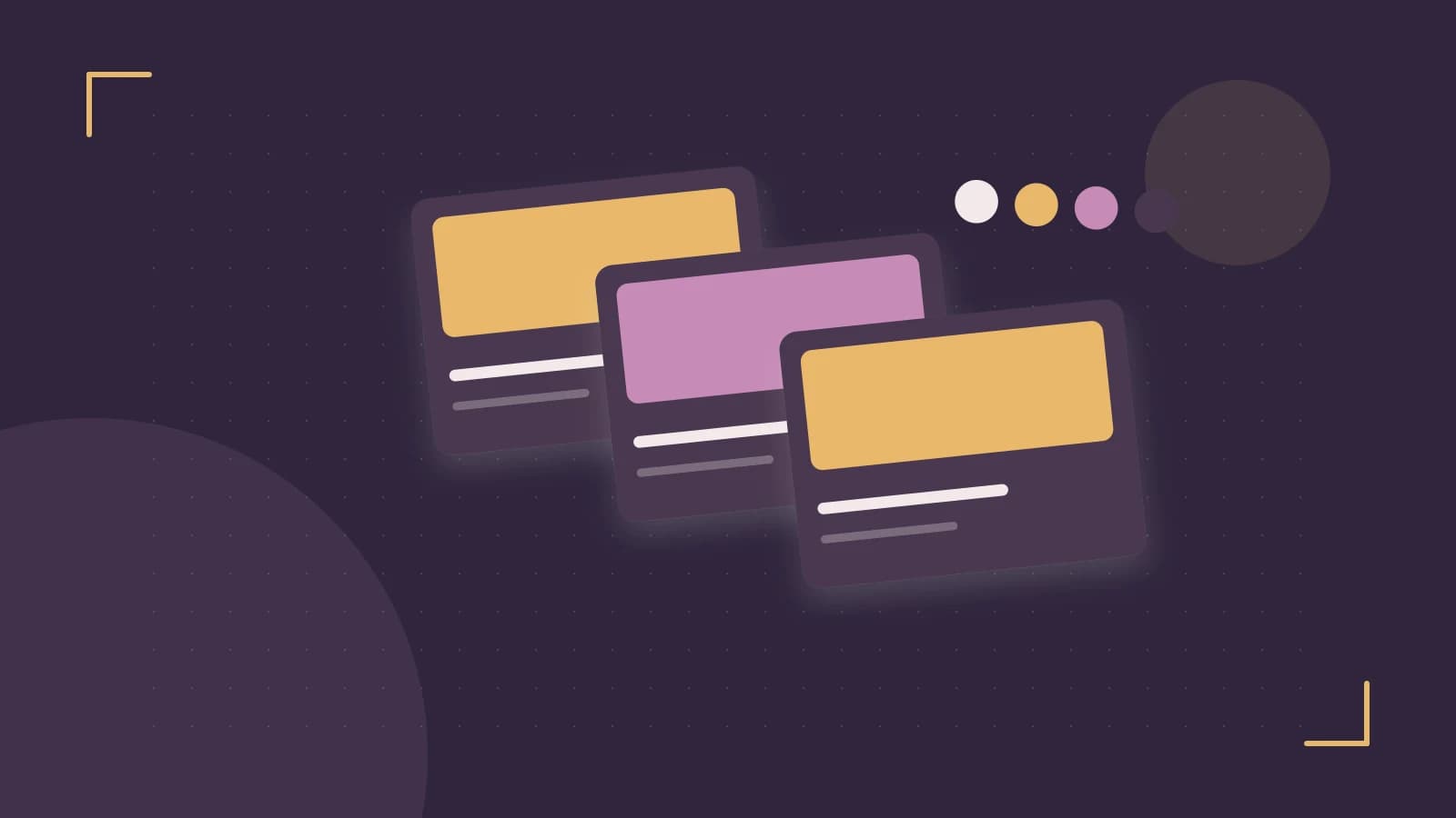 Editorial illustration of responsive browser layouts, overlapping design components and a color system