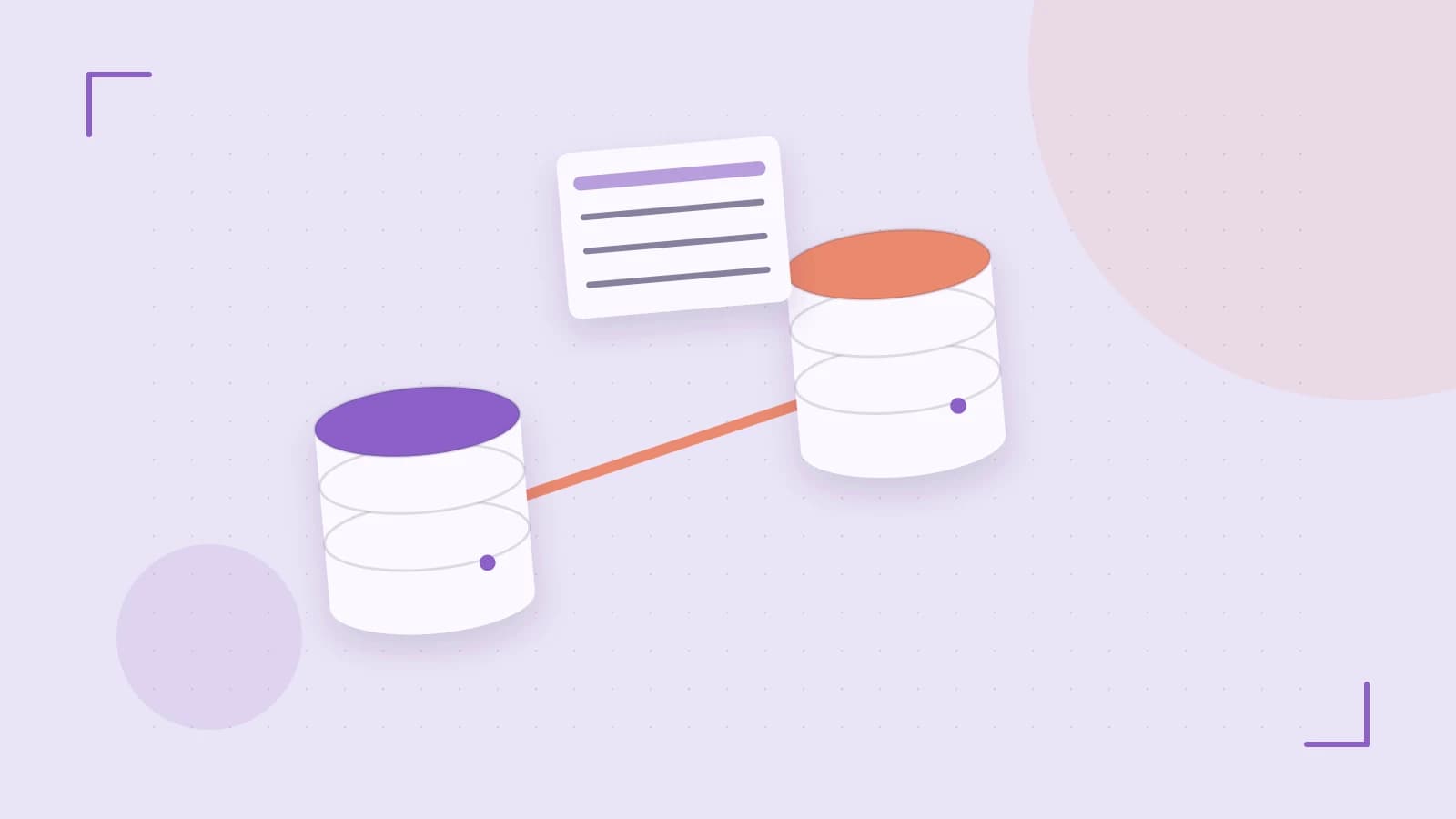 Editorial illustration of structured records, database cylinders and relationships between tables