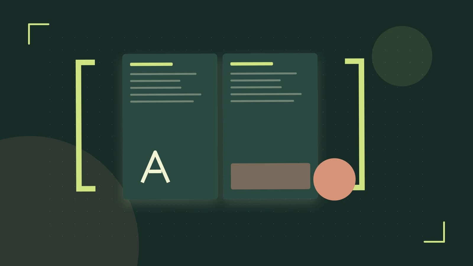 Editorial illustration of typeset pages, expressive letterform shapes and a precise editorial page grid