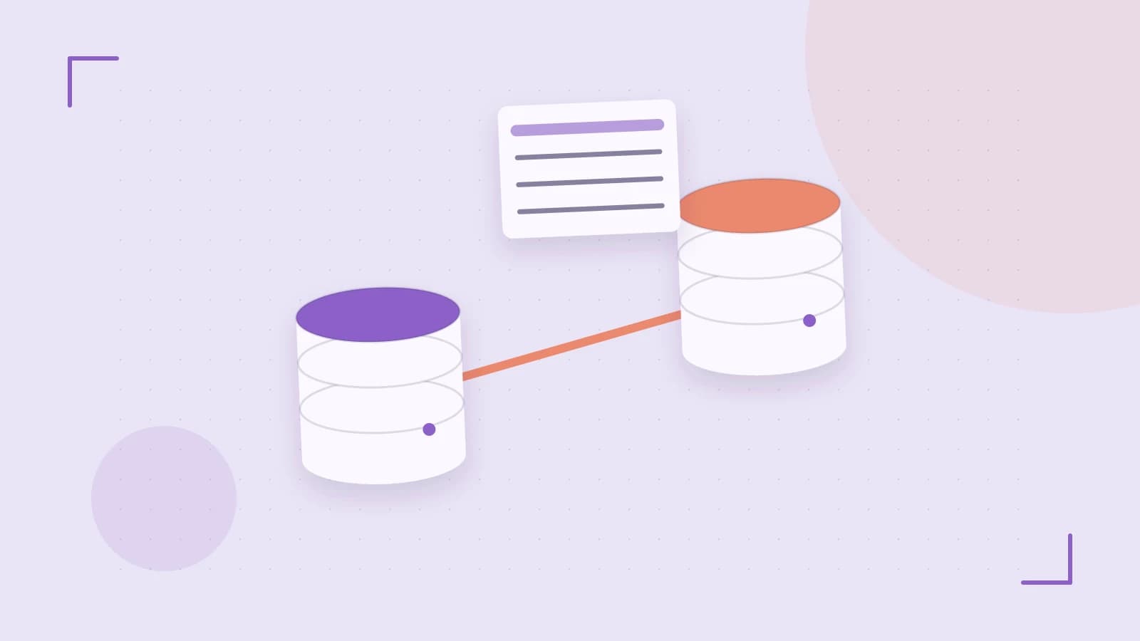 Editorial illustration of structured records, database cylinders and relationships between tables