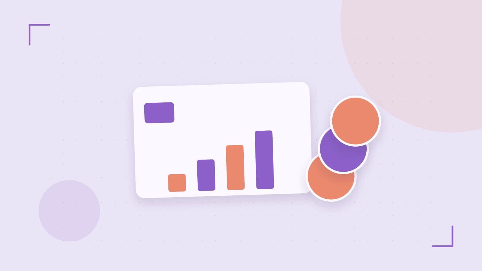 Editorial illustration of abstract coins, a payment card and a geometric financial chart without data labels