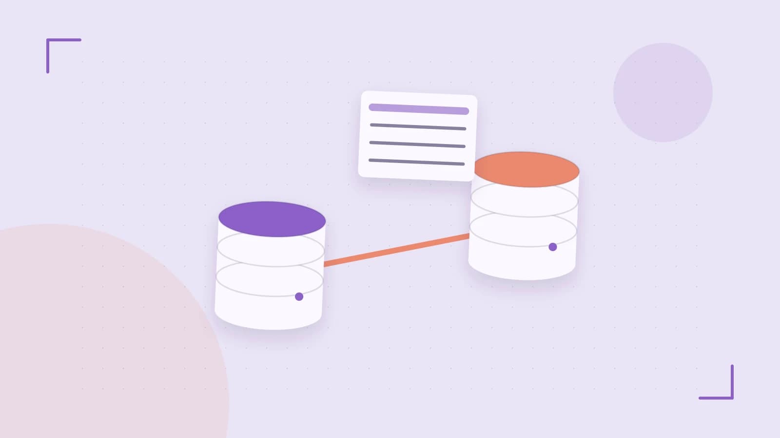 Editorial illustration of structured records, database cylinders and relationships between tables