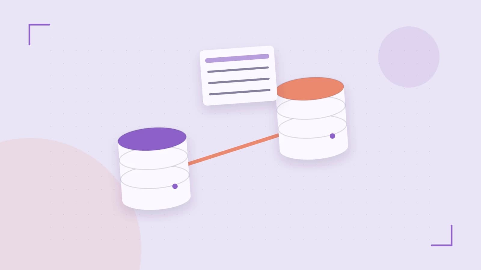 Editorial illustration of structured records, database cylinders and relationships between tables