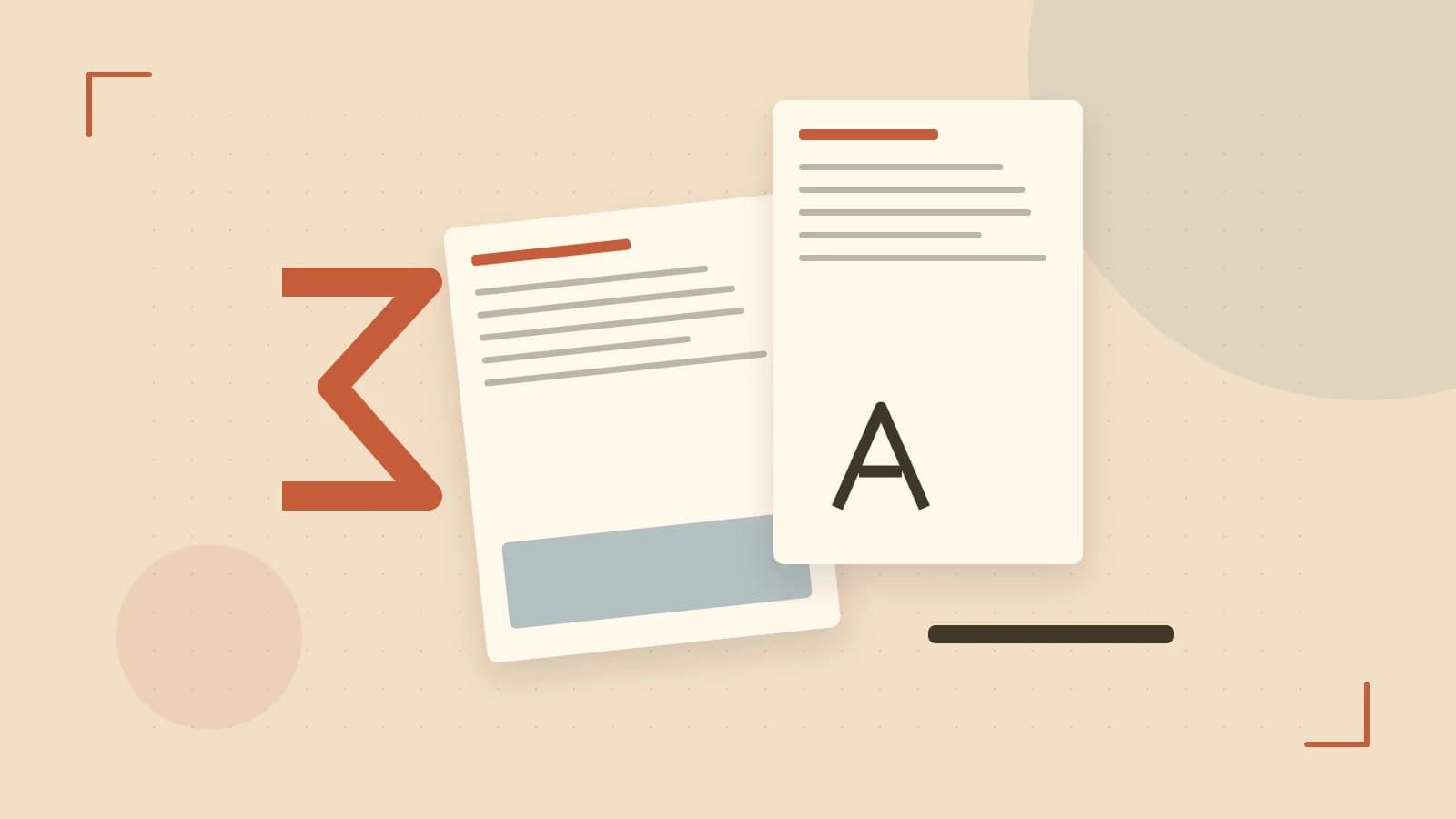 Editorial illustration of typeset pages, expressive letterform shapes and a precise editorial page grid