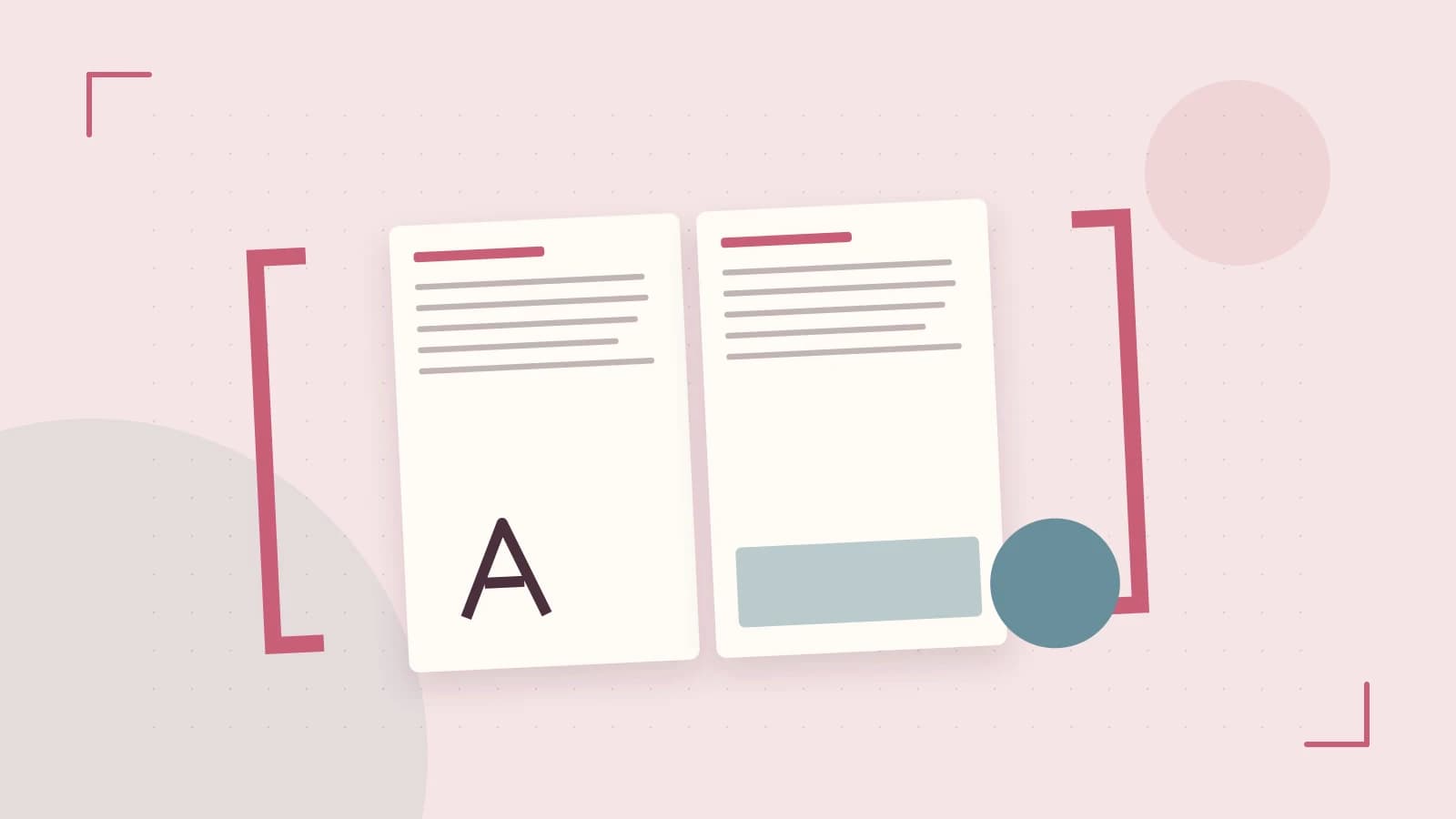 Editorial illustration of typeset pages, expressive letterform shapes and a precise editorial page grid