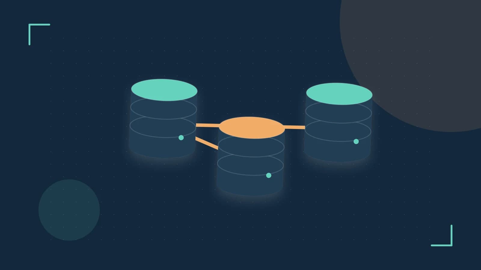 Editorial illustration of structured records, database cylinders and relationships between tables