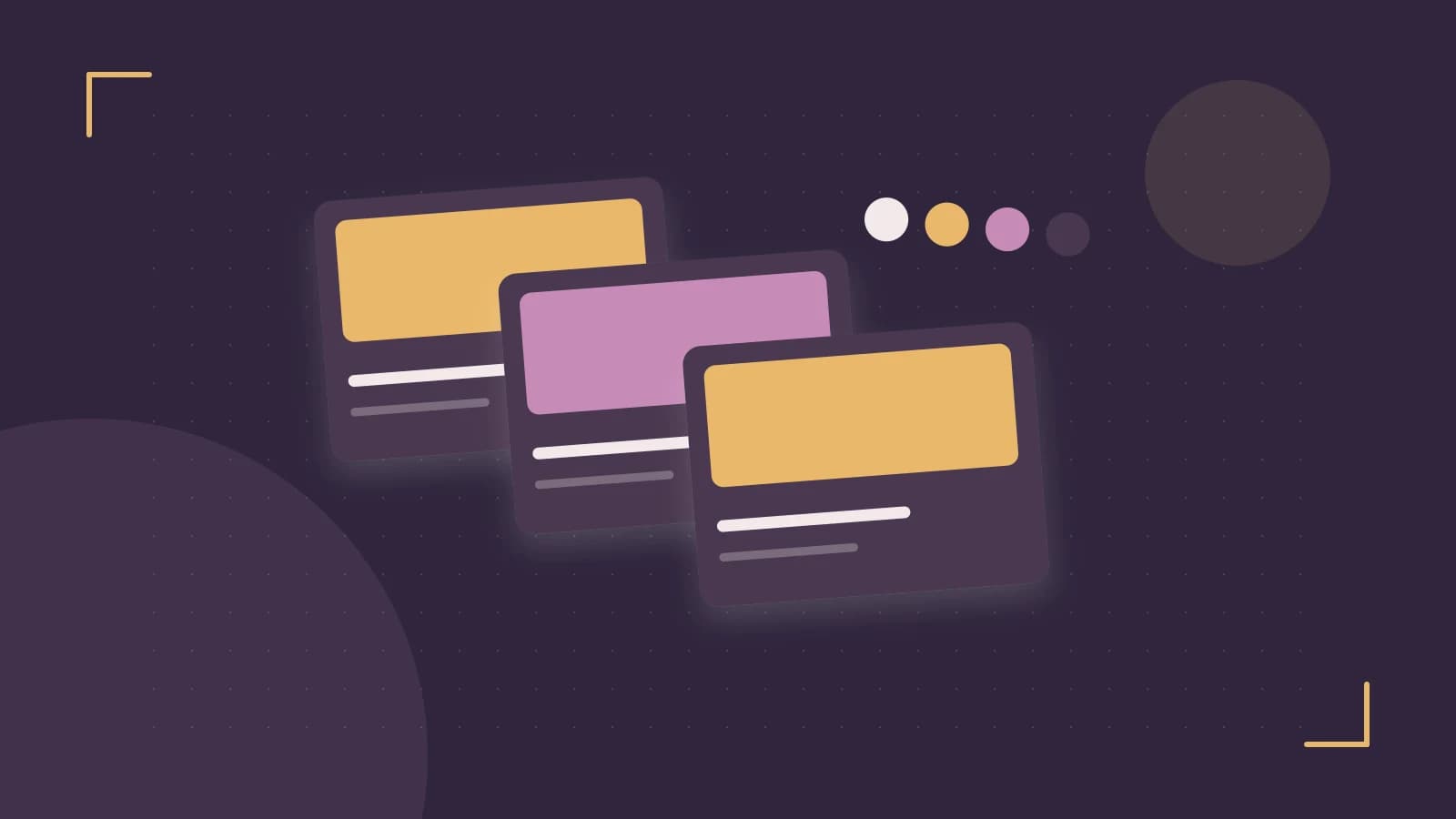 Editorial illustration of responsive browser layouts, overlapping design components and a color system