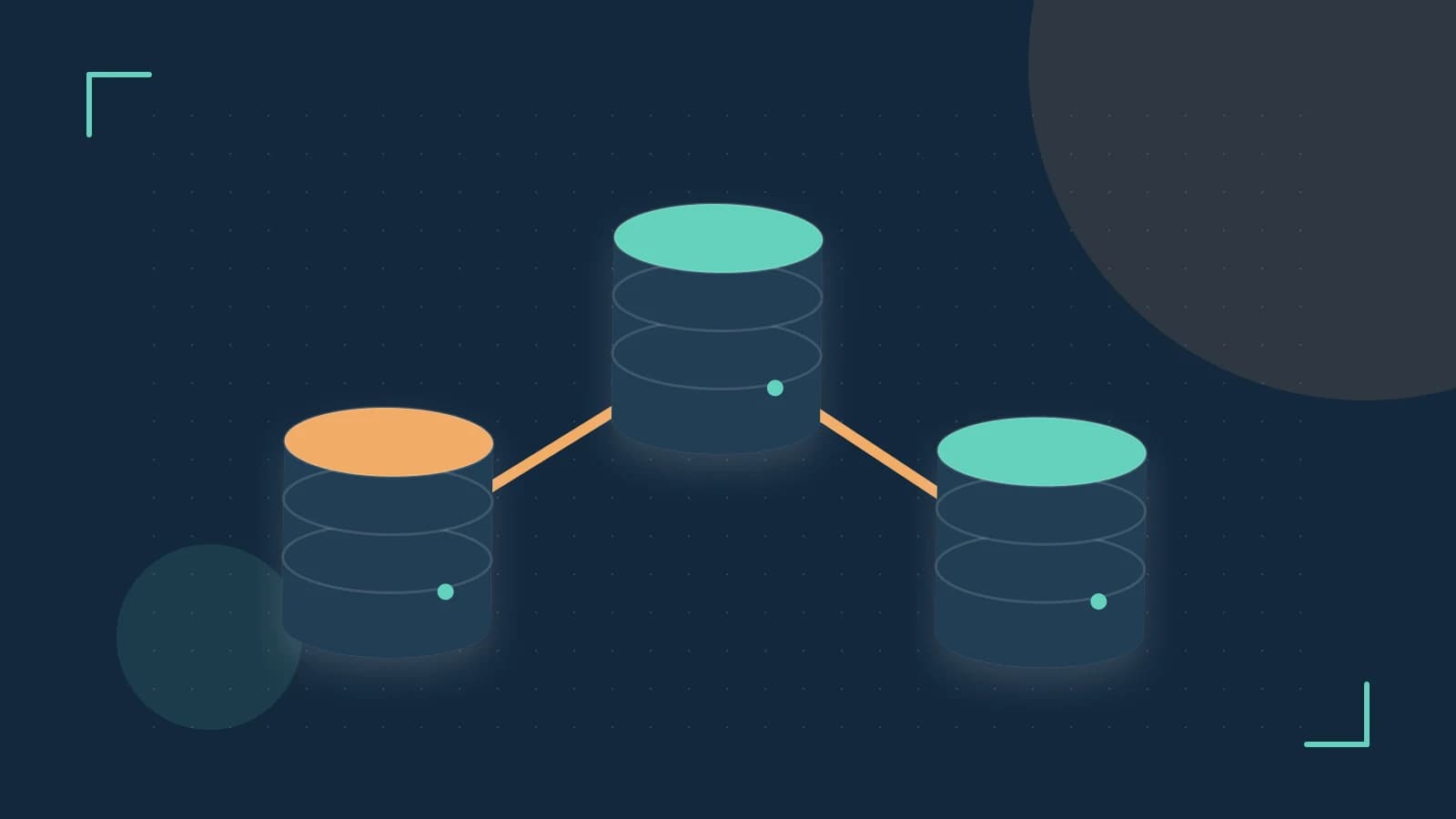 Editorial illustration of structured records, database cylinders and relationships between tables