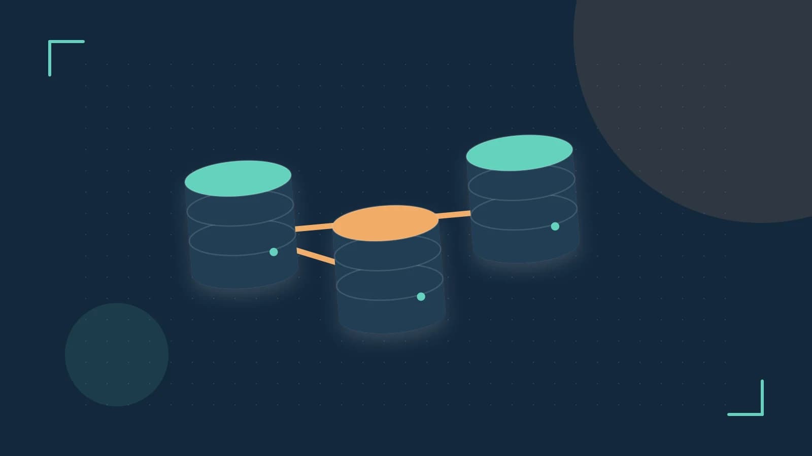 Editorial illustration of structured records, database cylinders and relationships between tables