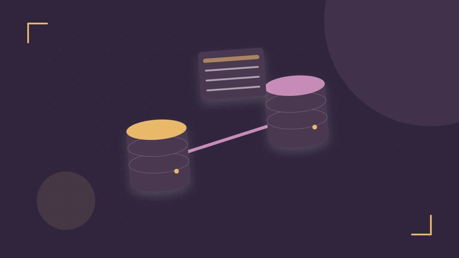 Editorial illustration of structured records, database cylinders and relationships between tables
