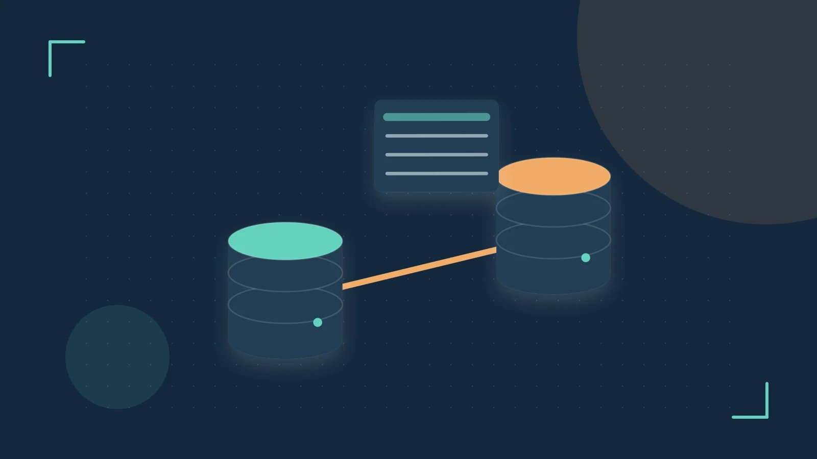 Editorial illustration of structured records, database cylinders and relationships between tables