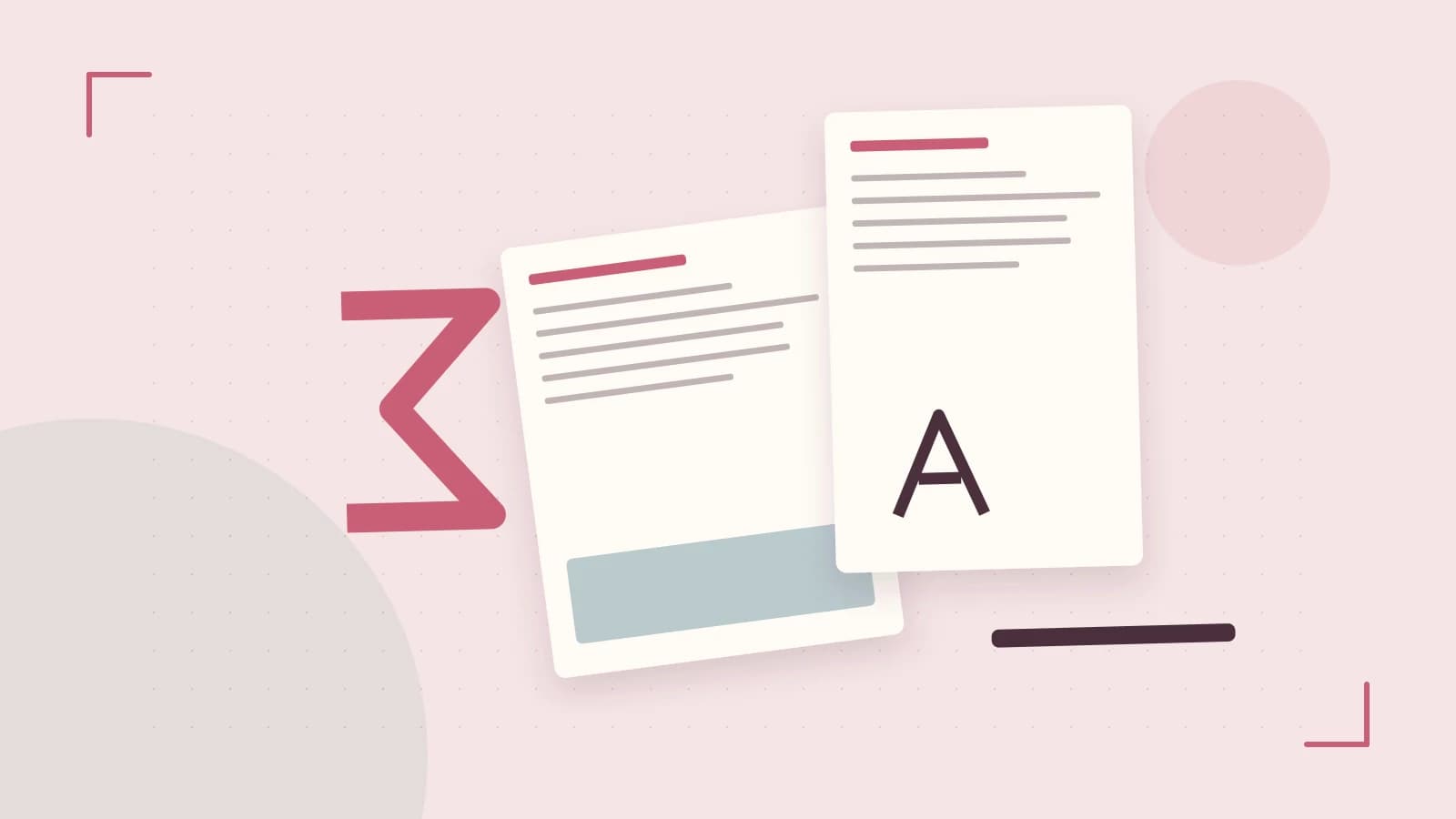 Editorial illustration of typeset pages, expressive letterform shapes and a precise editorial page grid
