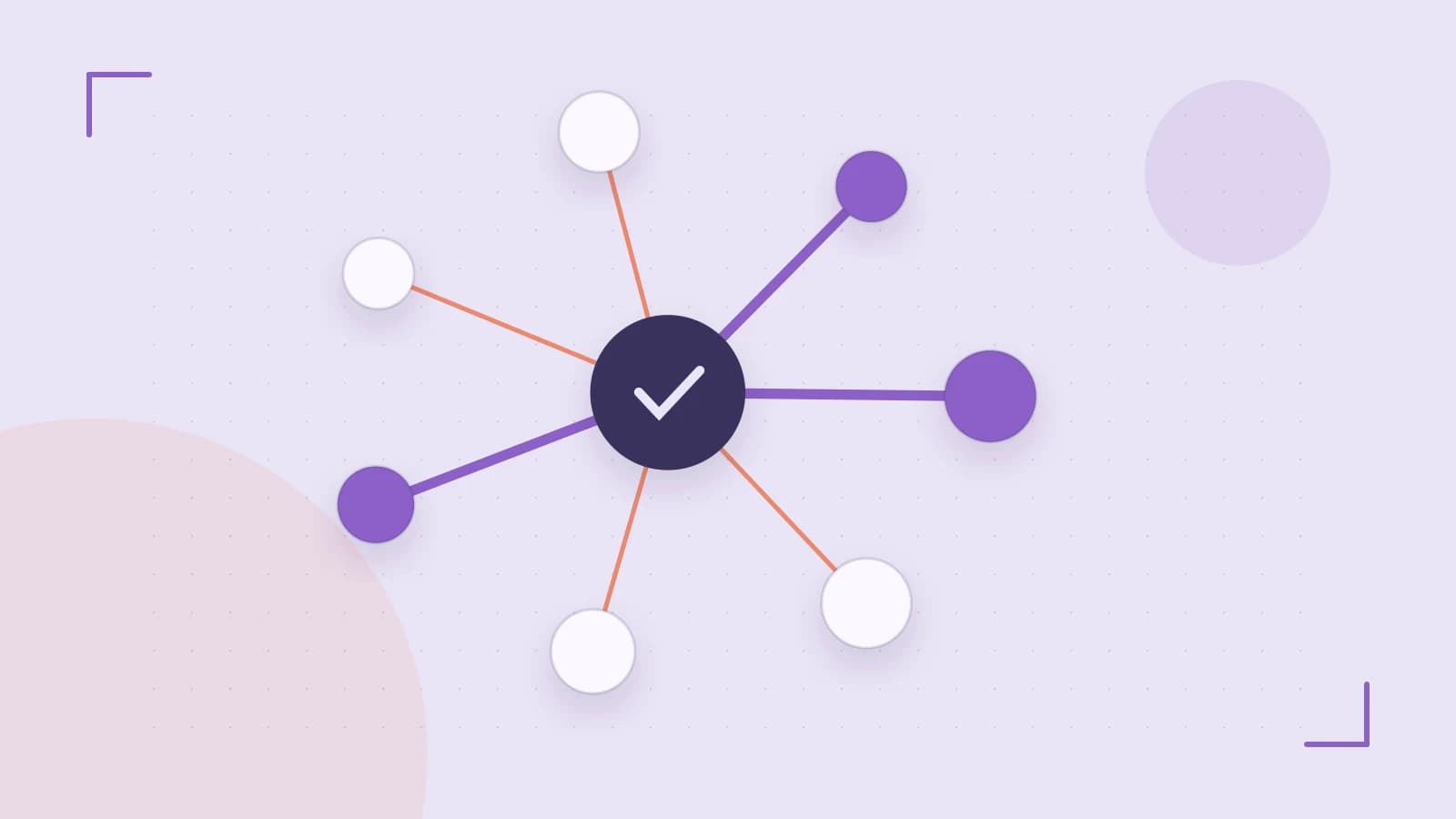 Editorial illustration of an algorithmic node graph with branching paths and a highlighted result