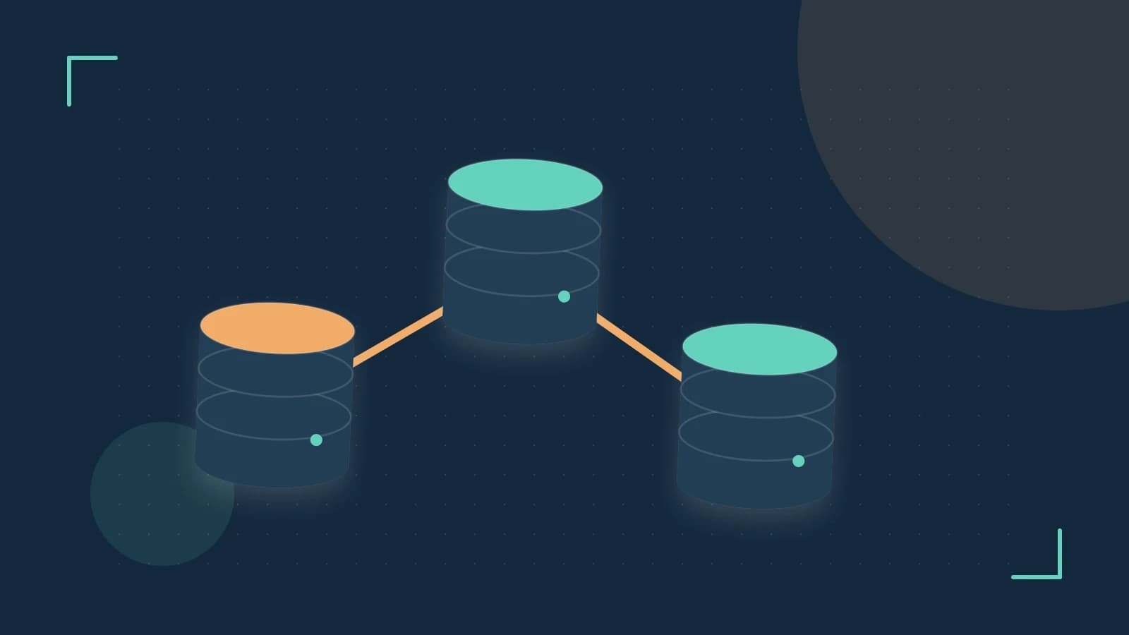 Editorial illustration of structured records, database cylinders and relationships between tables