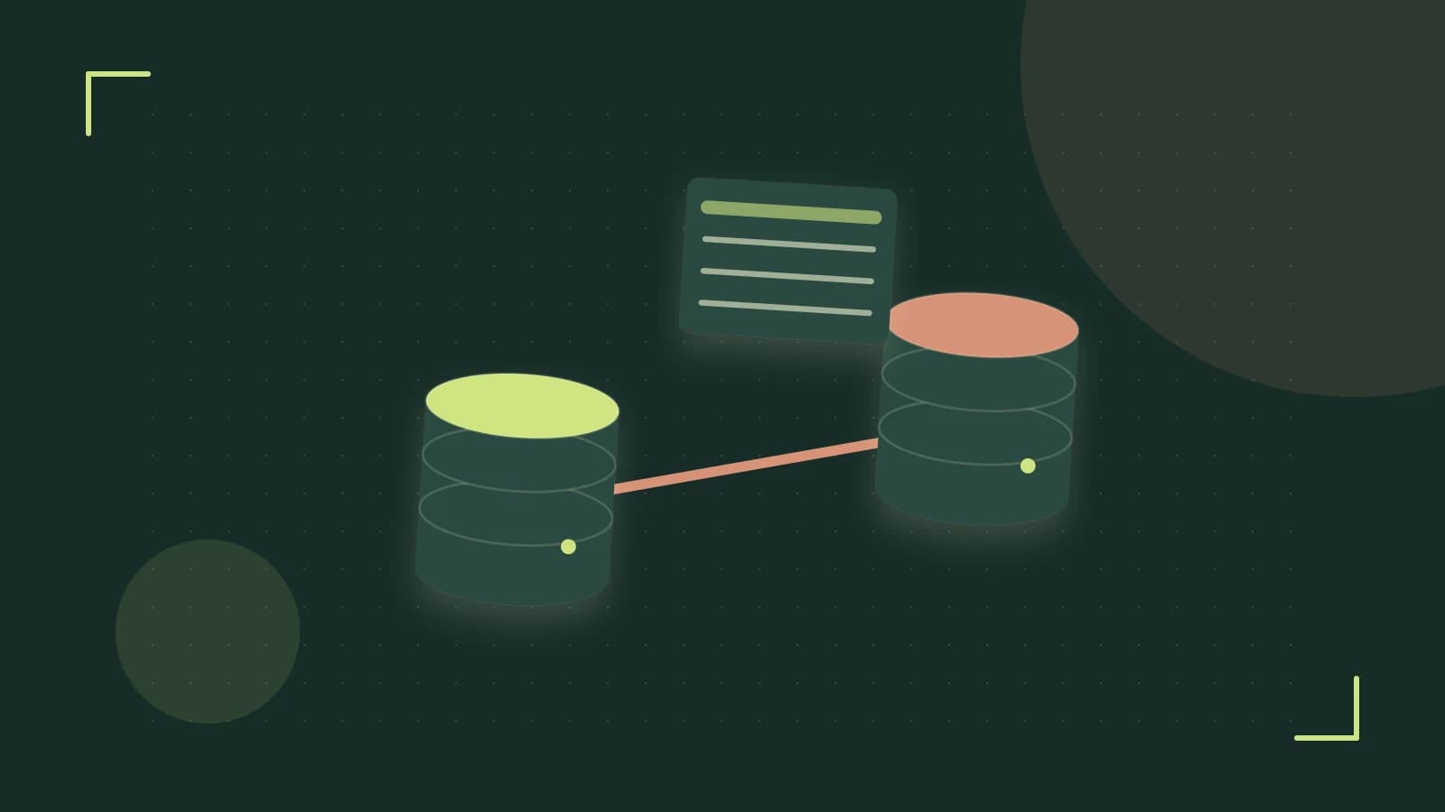 Editorial illustration of structured records, database cylinders and relationships between tables