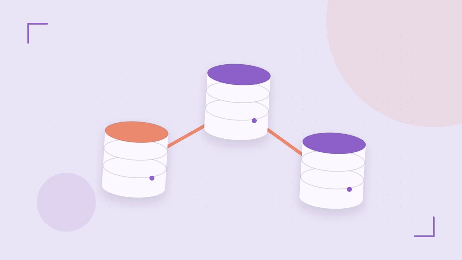Editorial illustration of structured records, database cylinders and relationships between tables