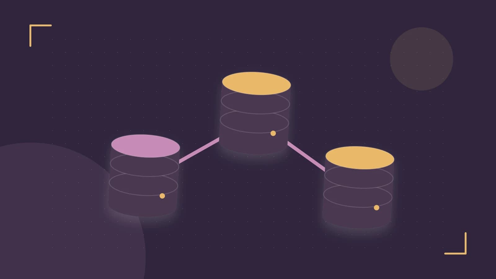 Editorial illustration of structured records, database cylinders and relationships between tables
