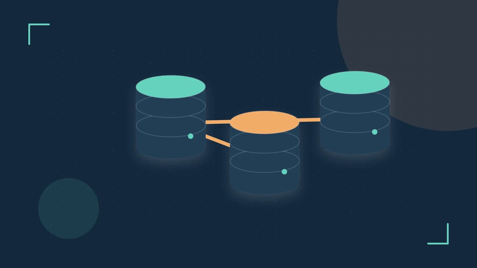 Editorial illustration of structured records, database cylinders and relationships between tables