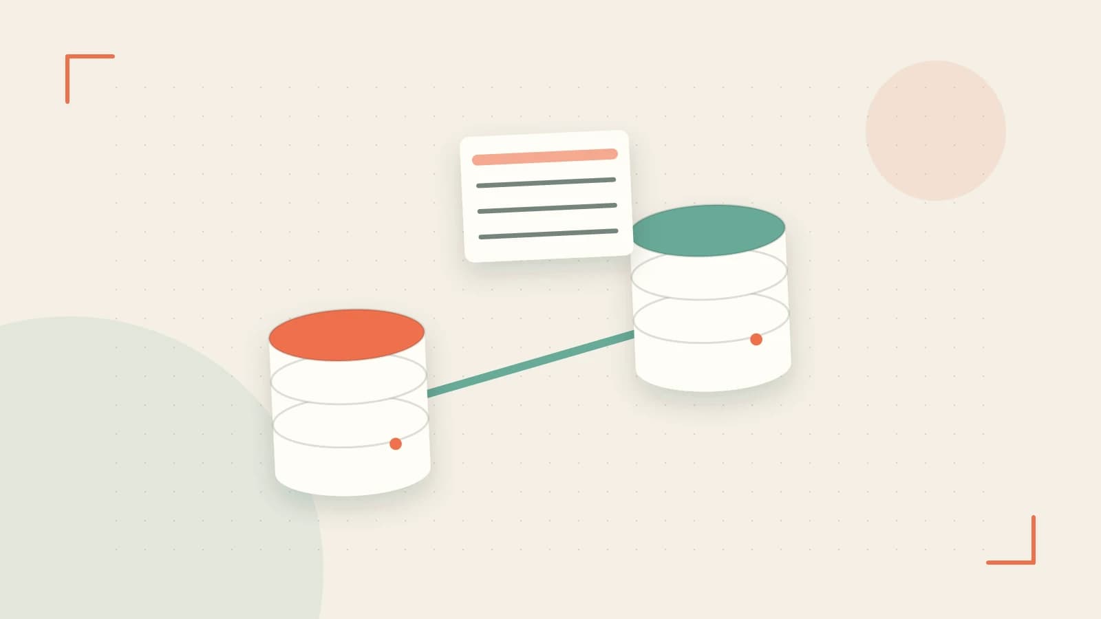 Editorial illustration of structured records, database cylinders and relationships between tables