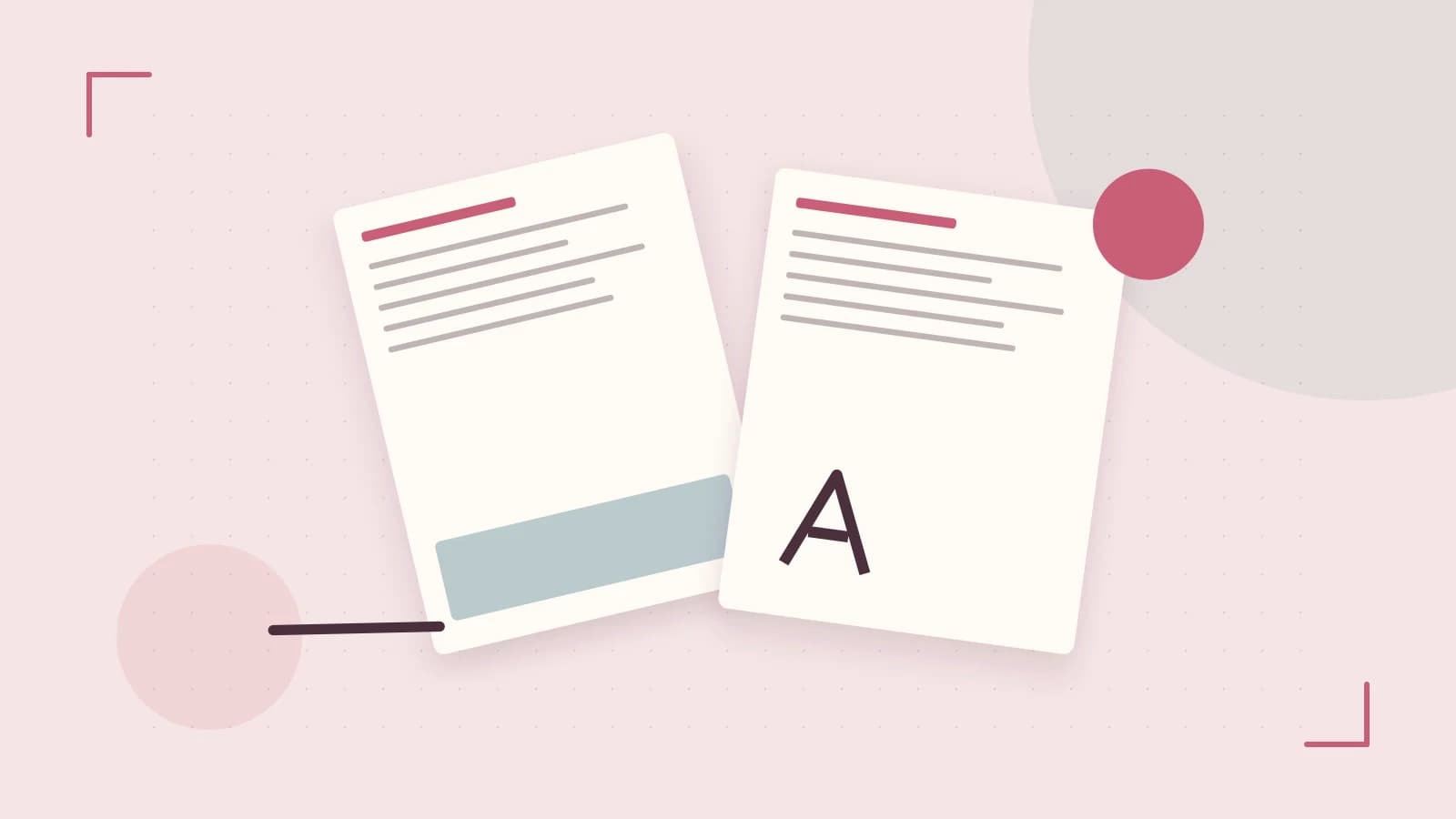 Editorial illustration of typeset pages, expressive letterform shapes and a precise editorial page grid