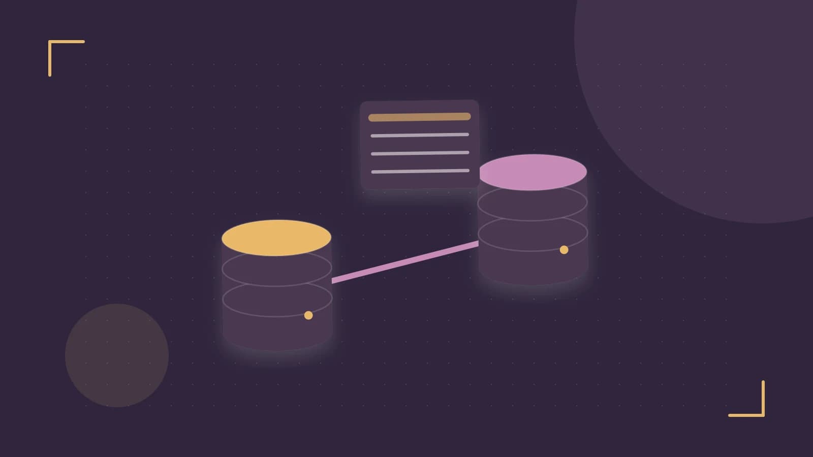 Editorial illustration of structured records, database cylinders and relationships between tables