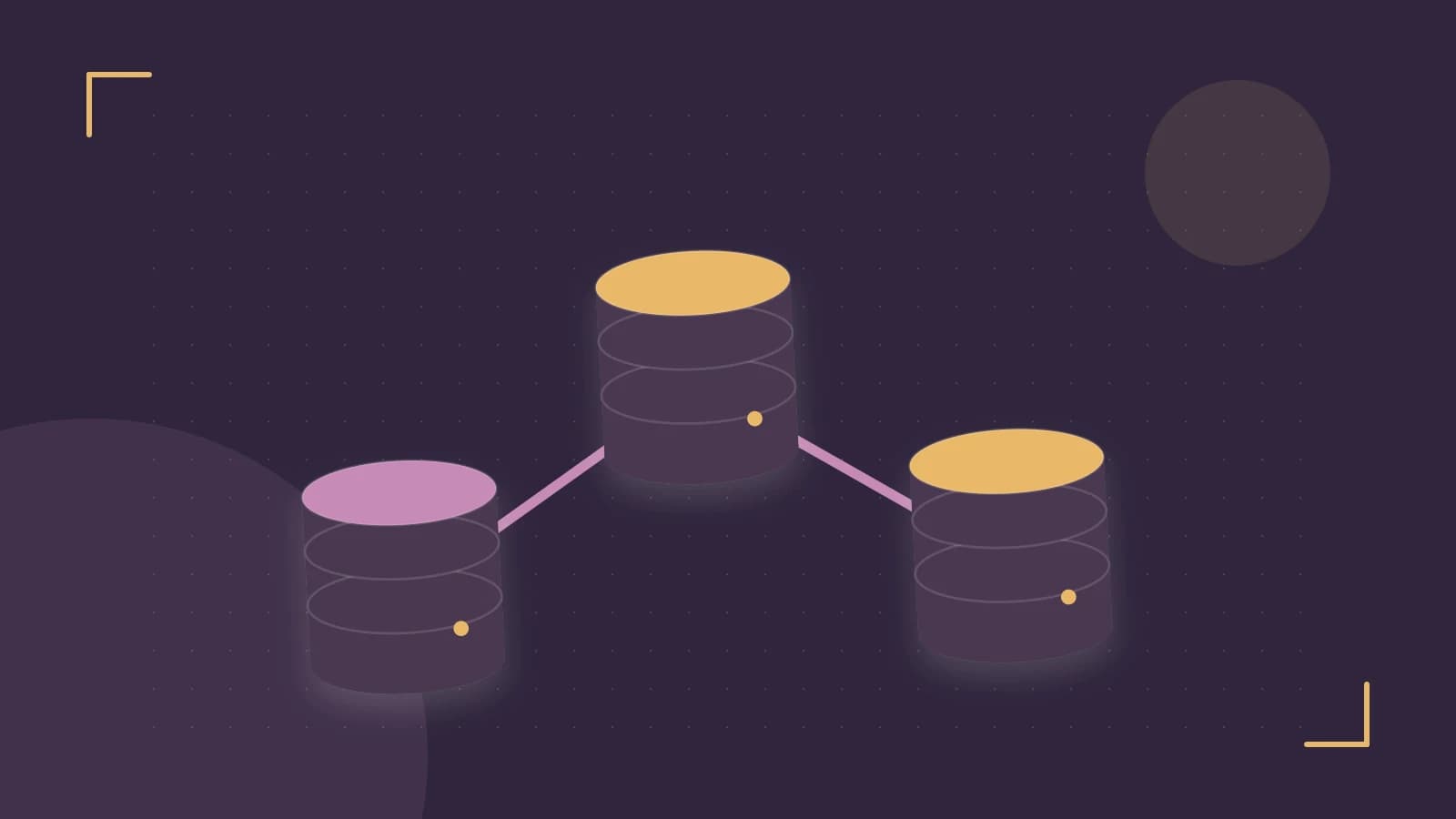 Editorial illustration of structured records, database cylinders and relationships between tables