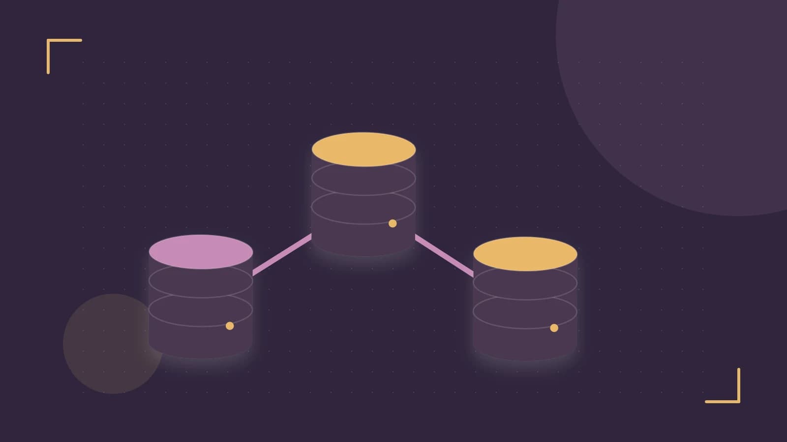 Editorial illustration of structured records, database cylinders and relationships between tables